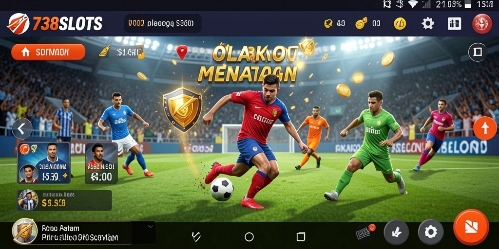 Tampilan gameplay yang dinamis dan penuh aksi dalam 738SLOTS.