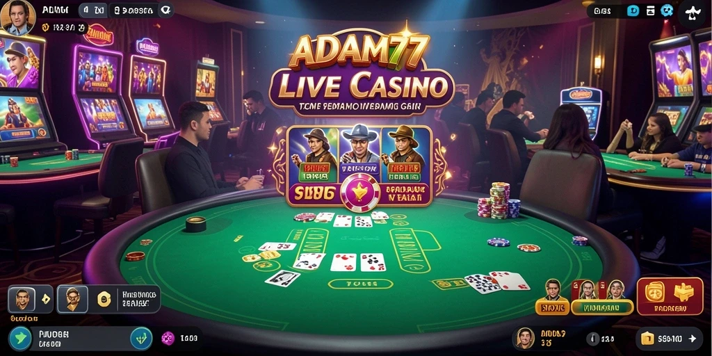 Tangkapan layar gameplay <strong>ADAM77</strong> yang menampilkan suasana Live Casino yang mendebarkan.