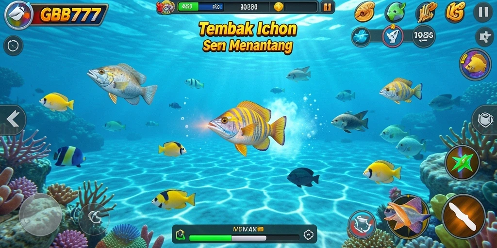 Tangkapan layar gameplay GB777 Tembak Ikan yang seru dan menghibur.