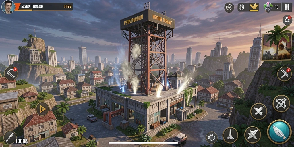 Gambaran gameplay seru dari permainan Tower Defense ID098.
