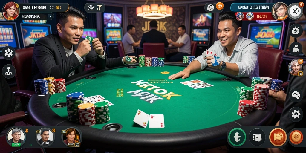 Screenshot gameplay Poker JKTOK dengan antarmuka yang menarik.