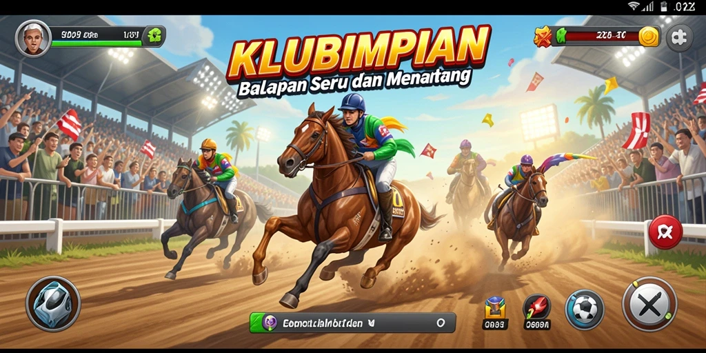 Gameplay intens balapan di KLUBIMPIAN dengan mobil sporty.