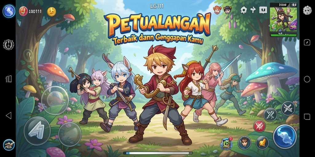 Screenshot gameplay LG111 yang menampilkan aksi karakter anime.