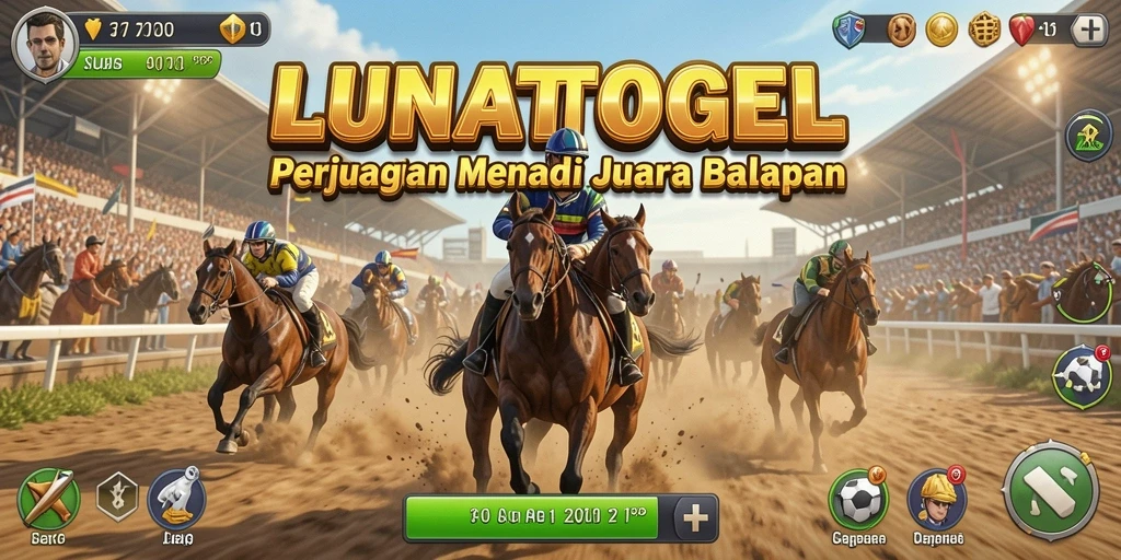 Screenshot gameplay LUNATOGEL dengan suasana balapan yang epik.