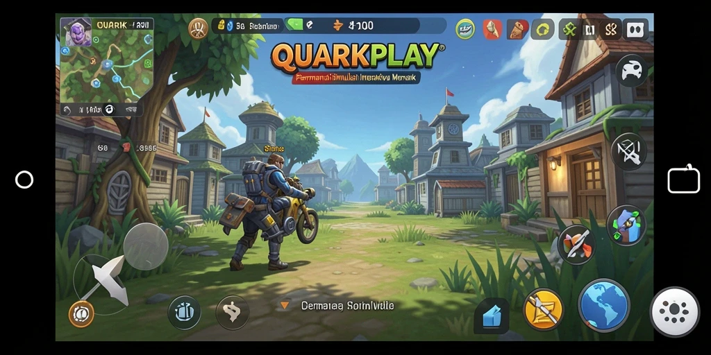Tampilan gameplay QUARKPLAY yang menampilkan simulasi kreatif.