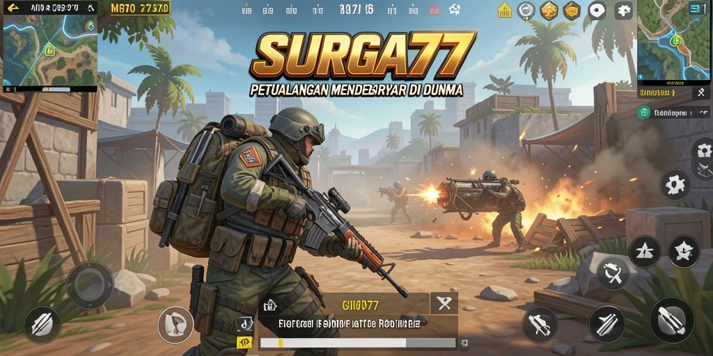 Gameplay menegangkan di arena Battle Royale SURGA77.